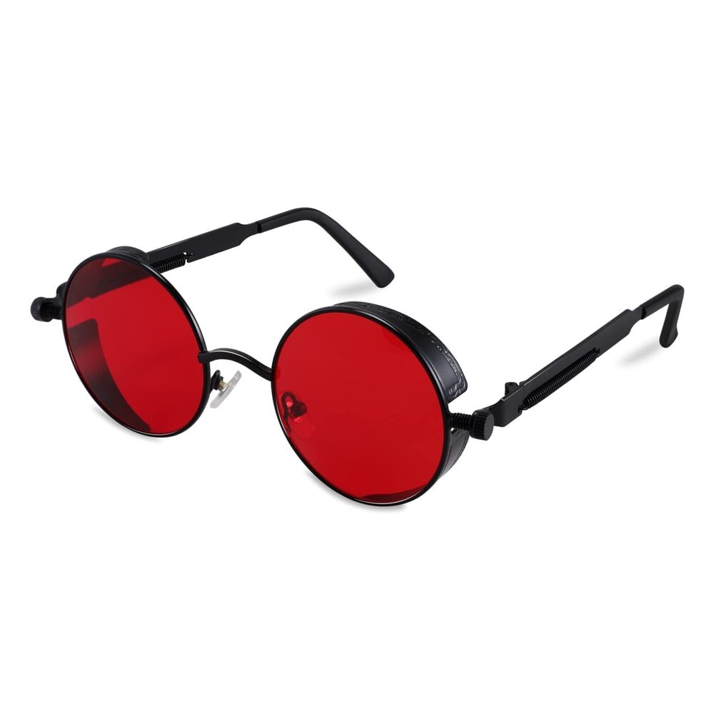 9840 Retro Gothic Steampunk Sunglasses Round Metal Frame Punk Circle